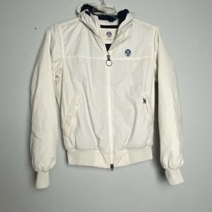 North Sails USA Hooded Sailor Jacket Fleece Lined Coat Women's Medium Nautical